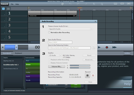 Screenshot of MAGIX Music Maker MX 2